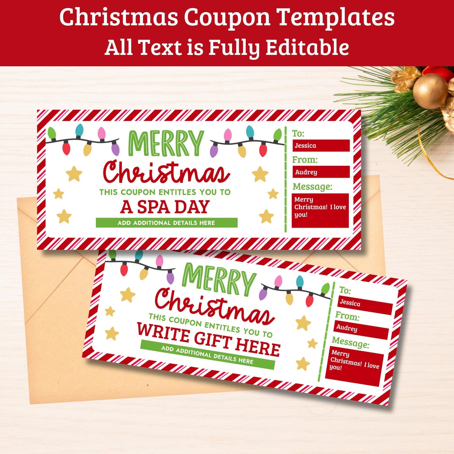 Christmas Coupon Template Editable Coupons Christmas Printable Coupons Last Minute Gift For Her Custom Coupons Certificate Gift Coupon Cute Graphic Tee – Soft Feel · Trending Graphic Apparel
