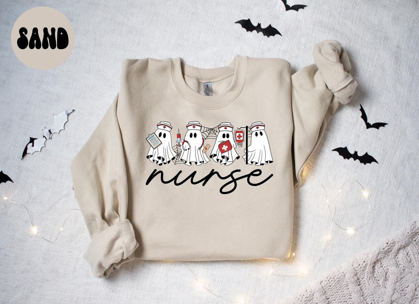 Nurse Halloween Ghost Sweatshirt Gifts for Her Funny Sweater Shirt Cozy Comfy Unique Sweatshirt – Easygoing Wear · High-Quality Print