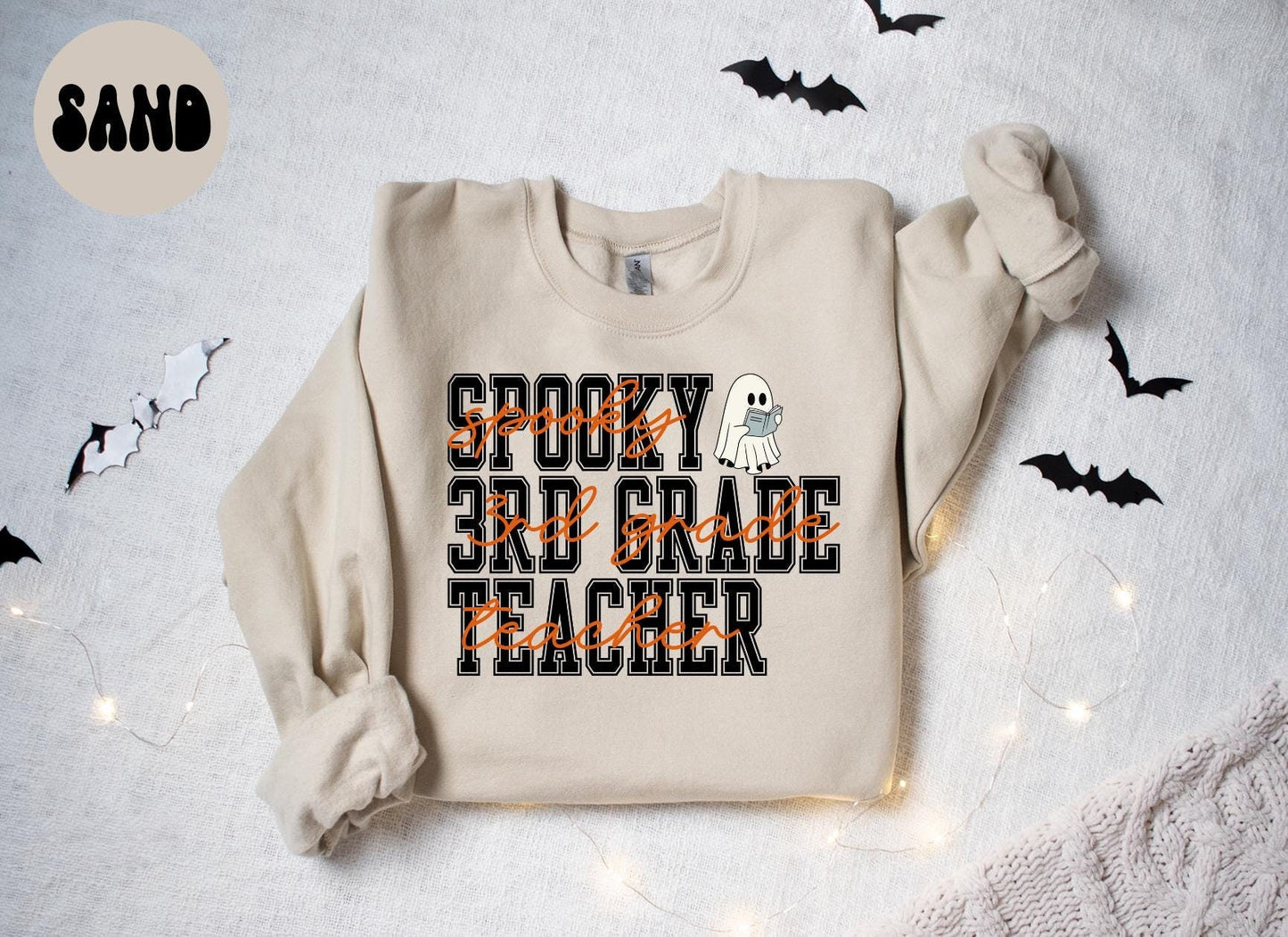 3rd Grade Teacher Spooky Halloween Sweatshirt Gifts for Her Funny Sweater Shirt Cozy Comfy Unique Sweatshirt – Aesthetic Look · High-Quality Print