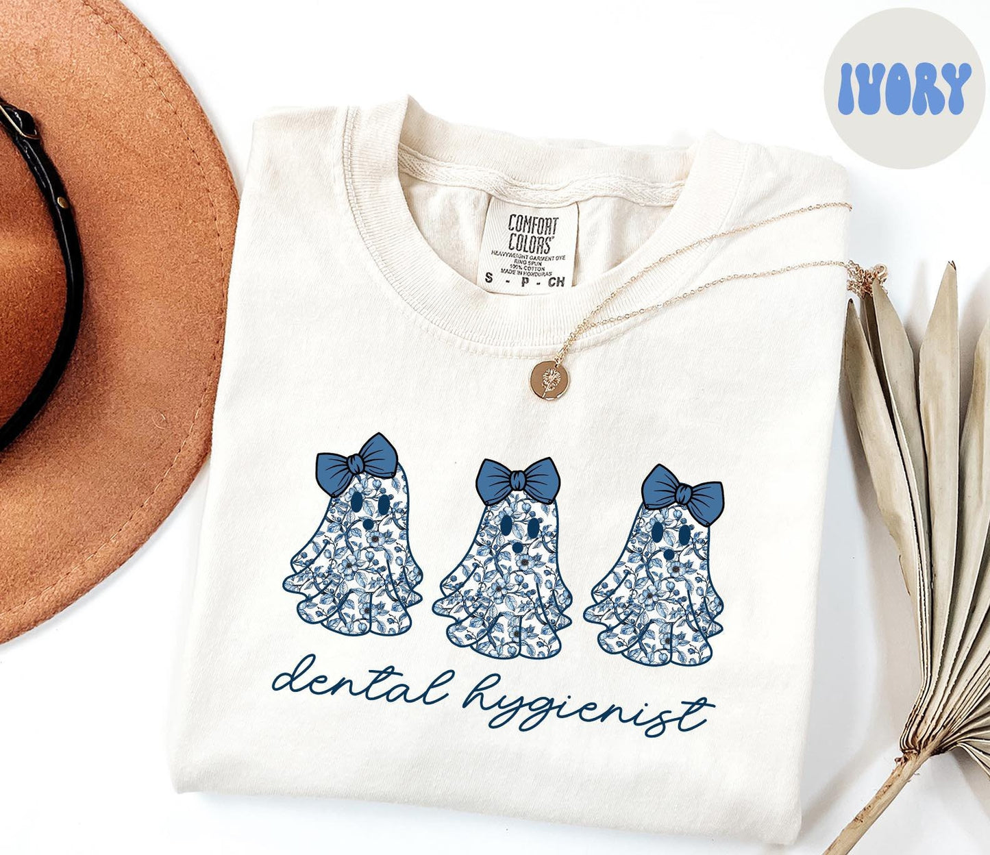 Dental Hygienist French Blue Toile Halloween Ghosts Coquette Floral Shirt Gifts Comfort Colors Tshirt Crewneck Tee Crew Neck Women Graphic Tee – Everyday Comfort · Trending Graphic Apparel