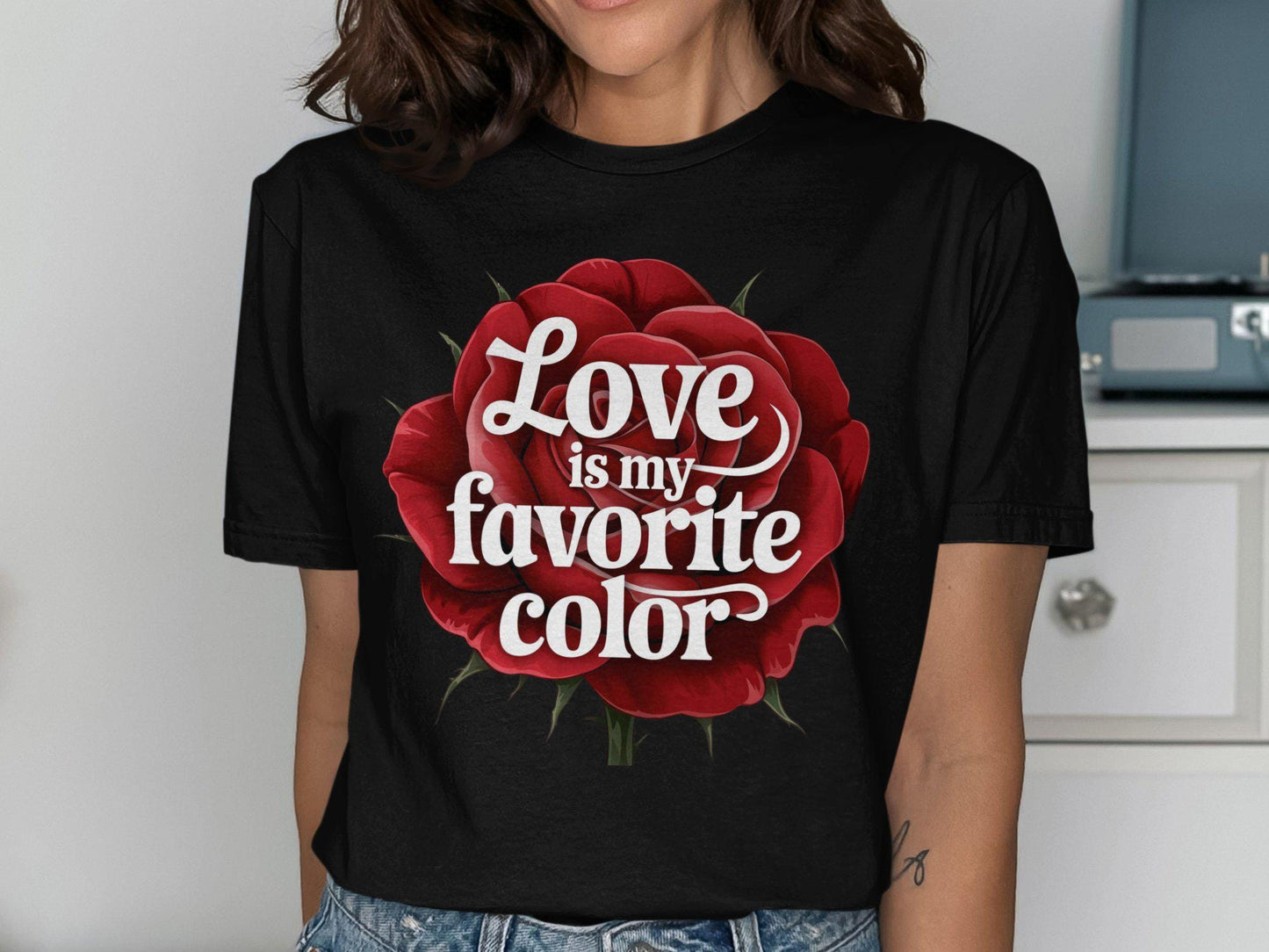 Love Is My Favorite Color T Shirt Romantic Graphic Tee Red Rose Shirt Cute Love Design Casual Unisex Tee Gift For Her Valentine39s Day Graphic Tee – Bold Style · Top Pick For Any Outfit