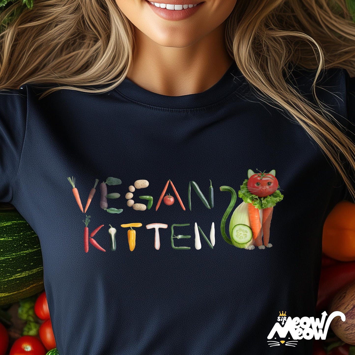 Vegan Kitten Unisex Shirt Funny Vegan Cat Lover Tee Cute Veggie Cat Design Eco Friendly Gift Graphic Tee – Bold Style · High-Quality Print