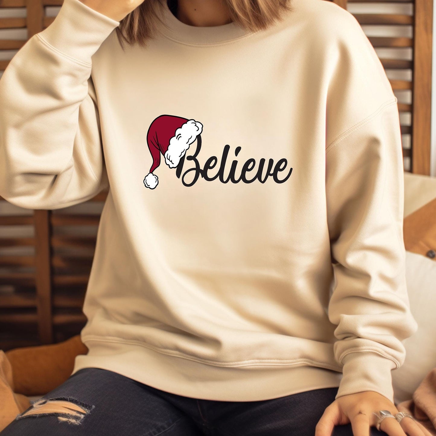 Christian Christmas Believe Shirt with Santa Hat Design Religious Holiday Tee for Women Men Kids Faith Based Christmas Gift Tshirt Graphic Tee – Easygoing Wear · Great Gift For Fans