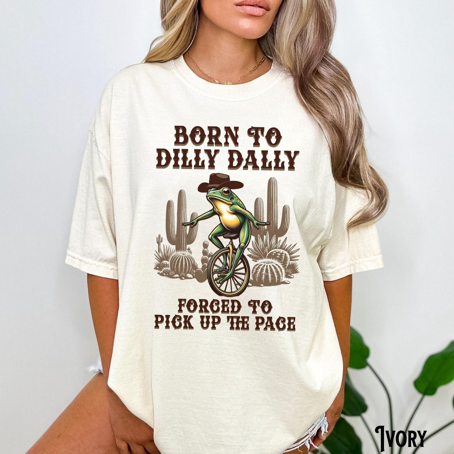 Born To Dilly Dally Forced To Pick Up The Pace Meme Funny Frog Shirt Humor Tee Western Unicycle Rodeo Cowboy Desert Graphic Tee – Bold Style · Great Gift For Fans