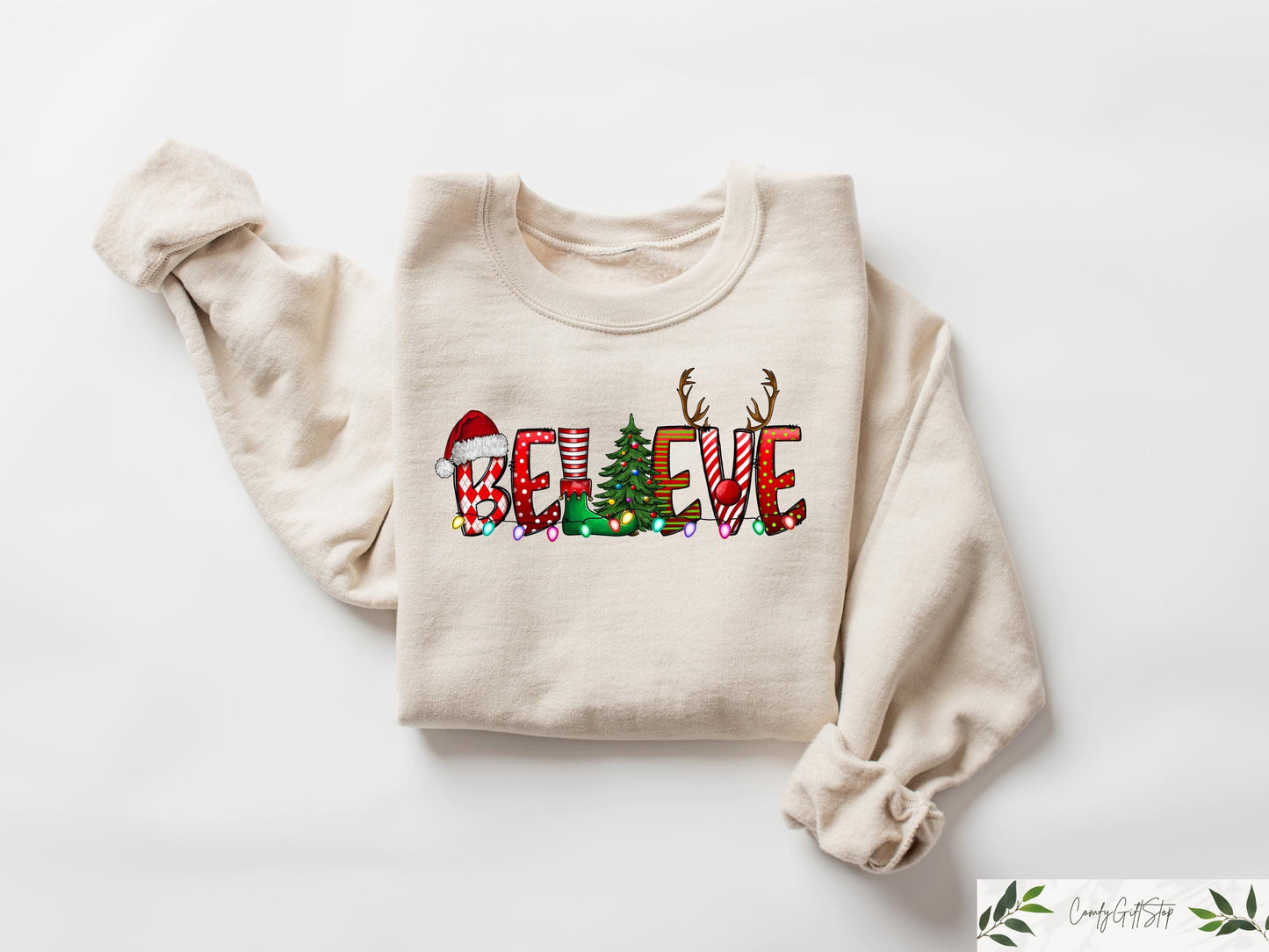 Womens Christmas Sweatshirt Believe Christmas Sweater Family Christmas Shirts Christmas Gifts Christmas Matching Shirts Sweatshirt – Aesthetic Look · Must-Have Style