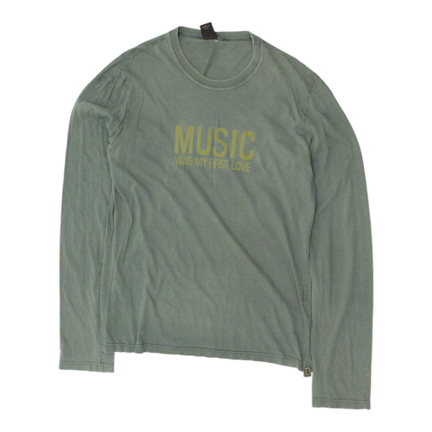 Dondup Music Was My First Love Womens Green Long Sleeve Top Vintage Designer Graphic Tee – Feel-Good Design · Great Gift For Fans