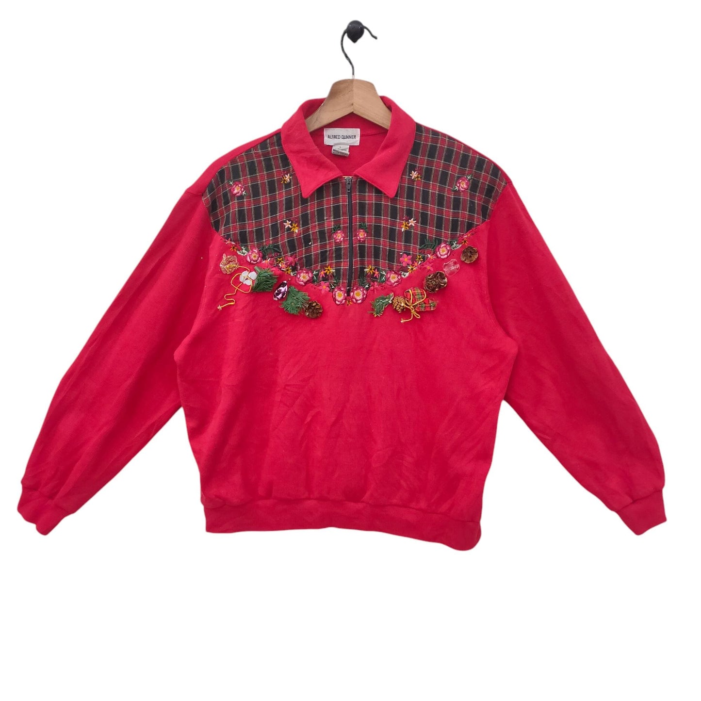 90s Christmas Quarter Zip sweatshirt Vintage Alfred Sweater Jumper Pullover Crewneck Red Women39s Large Sweatshirt – Cozy Vibes · Trending Graphic Apparel