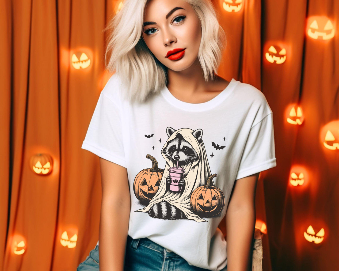 Halloween Sweatshirt Cute Raccoon Ghost T Shirt Retro Halloween Shirts Spooky Season Gift Raccoon Halloween Shirt Pumpkin Fall Shirt Sweatshirt – Easygoing Wear · Must-Have Style