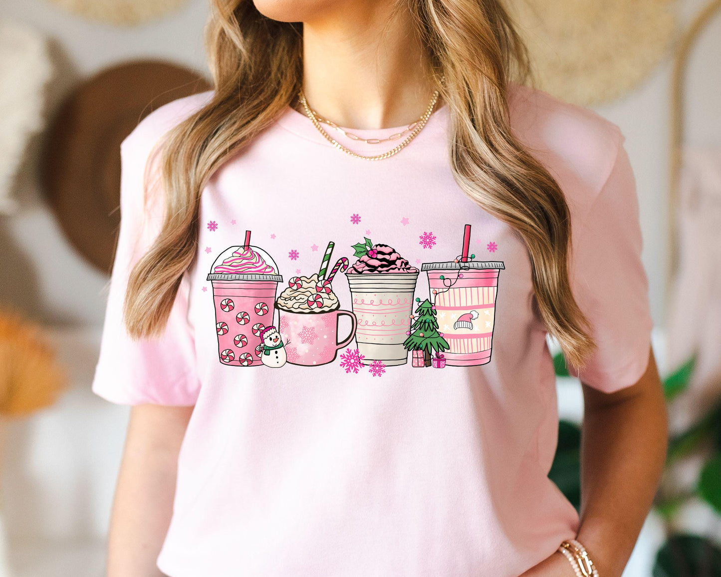 Christmas Coffee Shirt Pink Coffee Cup Christmas Shirt Christmas Gifts Christmas T Shirt Christmas Shirt for Women Winter T Shirt Graphic Tee – Aesthetic Look · Great Gift For Fans