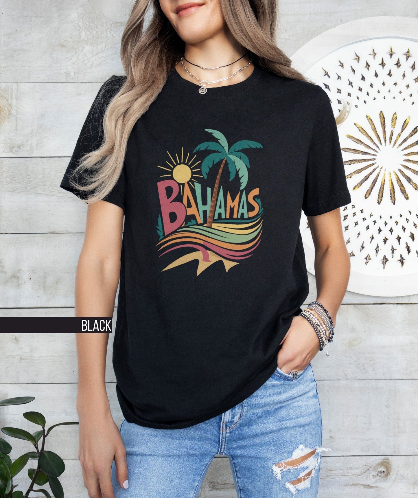 Bahamas Vacation T Shirt Summer Holiday Graphic Tee Beach Paradise Shirt Tropical Beach Palm Tree T Shirt Sun and Sea Tee Gift for Her Graphic Tee – Warm & Stylish · Great Gift For Fans