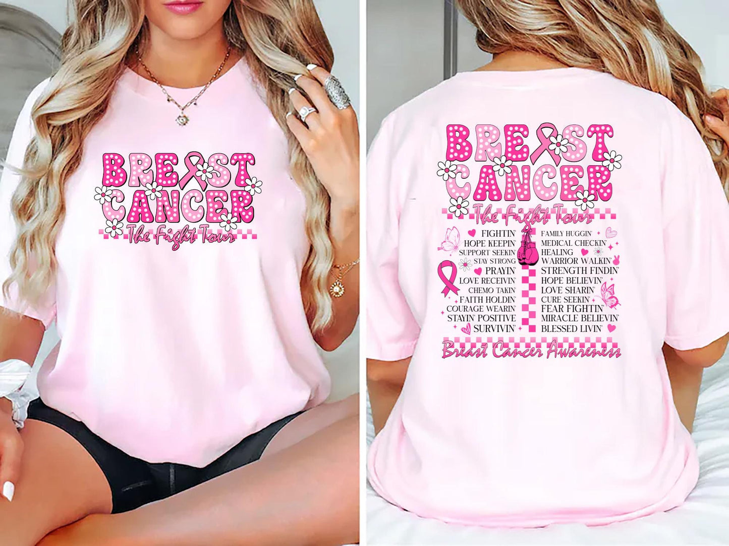 Breast Cancer Tour Shirt The Fight Tour Shirt Breast Cancer October T Shirt Breast Cancer Sweater Pink Ribbon Shirt Graphic Tee – Easygoing Wear · Perfect For Daily Wear