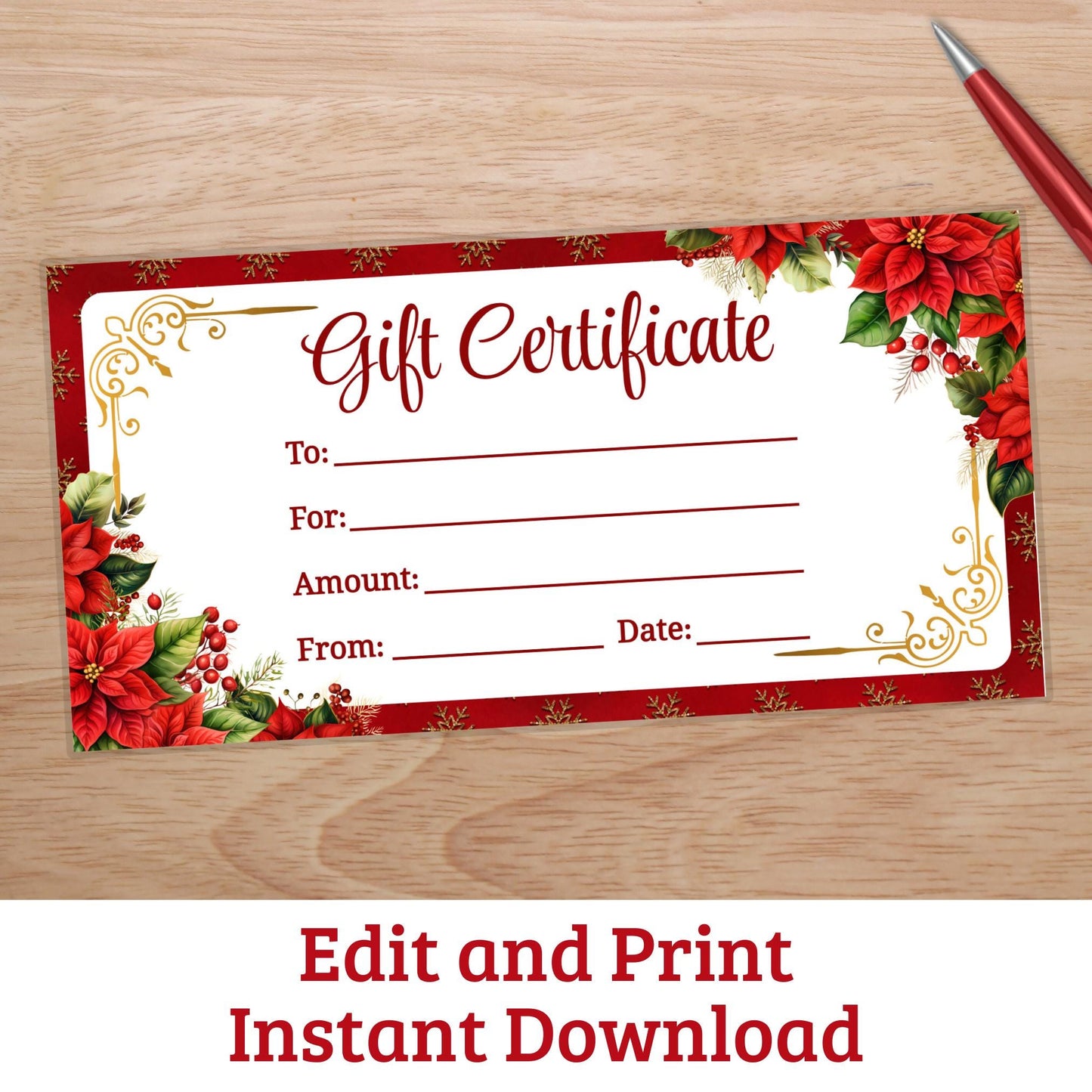 Custom Christmas Gift Certificate Template Christmas Voucher Printable Christmas Coupon Editable Personalized Gift Last Minute Gift Idea Graphic Tee – Cozy Vibes · Must-Have Style