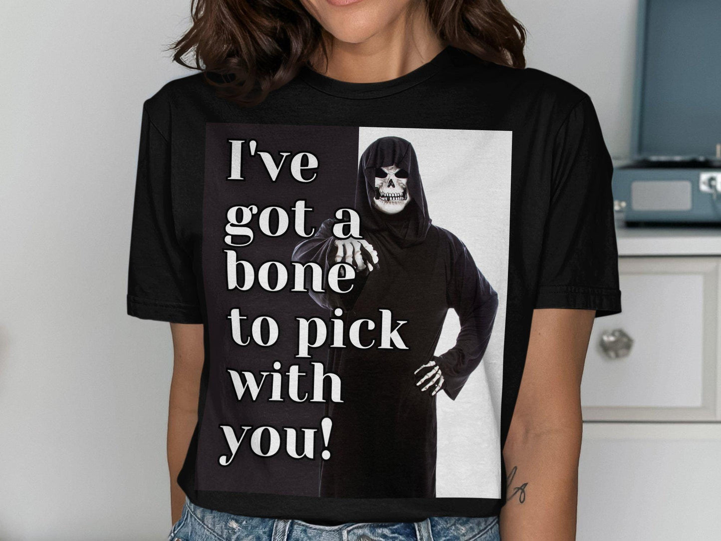 Nagging Wife Funny Halloween Shirt Skeleton Costume Tee Spooky Season Apparel I39ve Got A Bone To Pick With You Grim Reaper T Shirt Graphic Tee – Bold Style · Trending Graphic Apparel