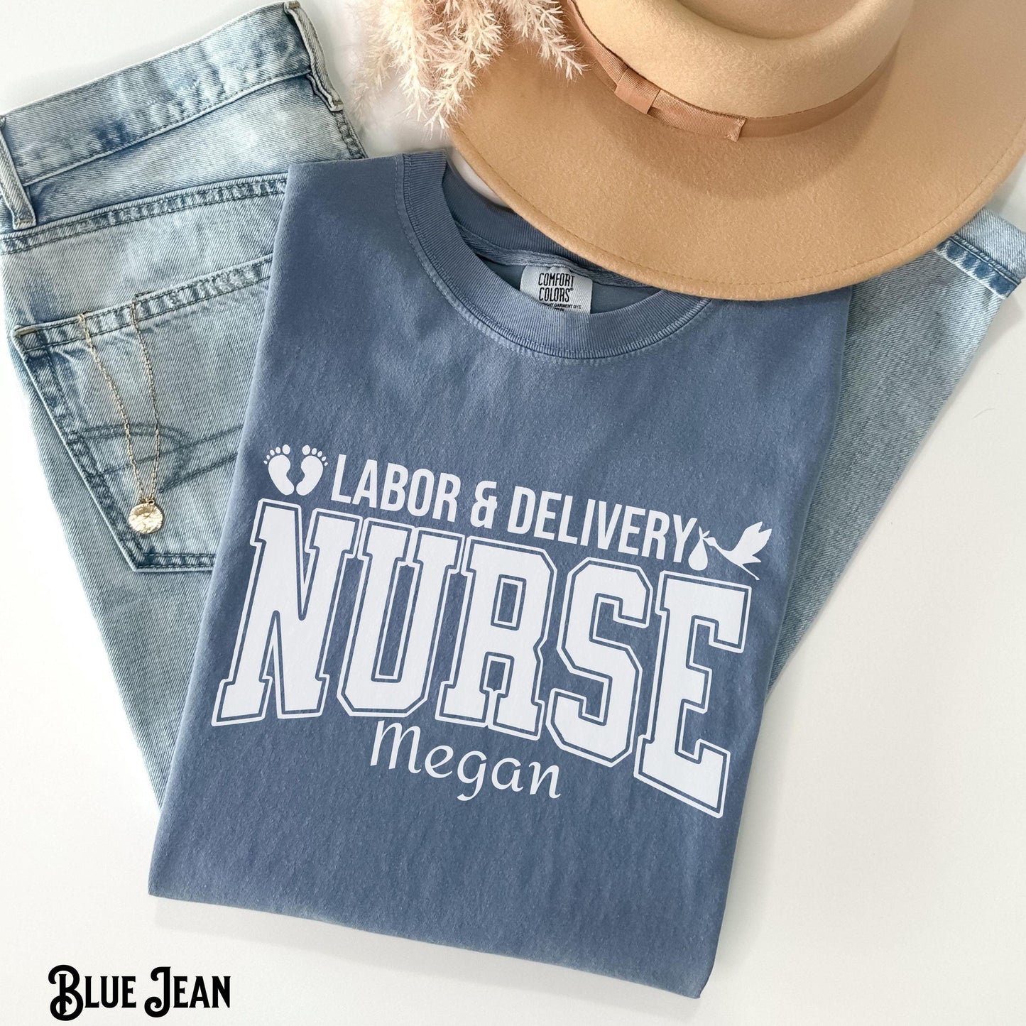 Personalized Labor and Delivery Nurse Shirt Varsity University Style Custom Name Retro Vintage Gift for LD Nurse Graphic Tee – Aesthetic Look · High-Quality Print