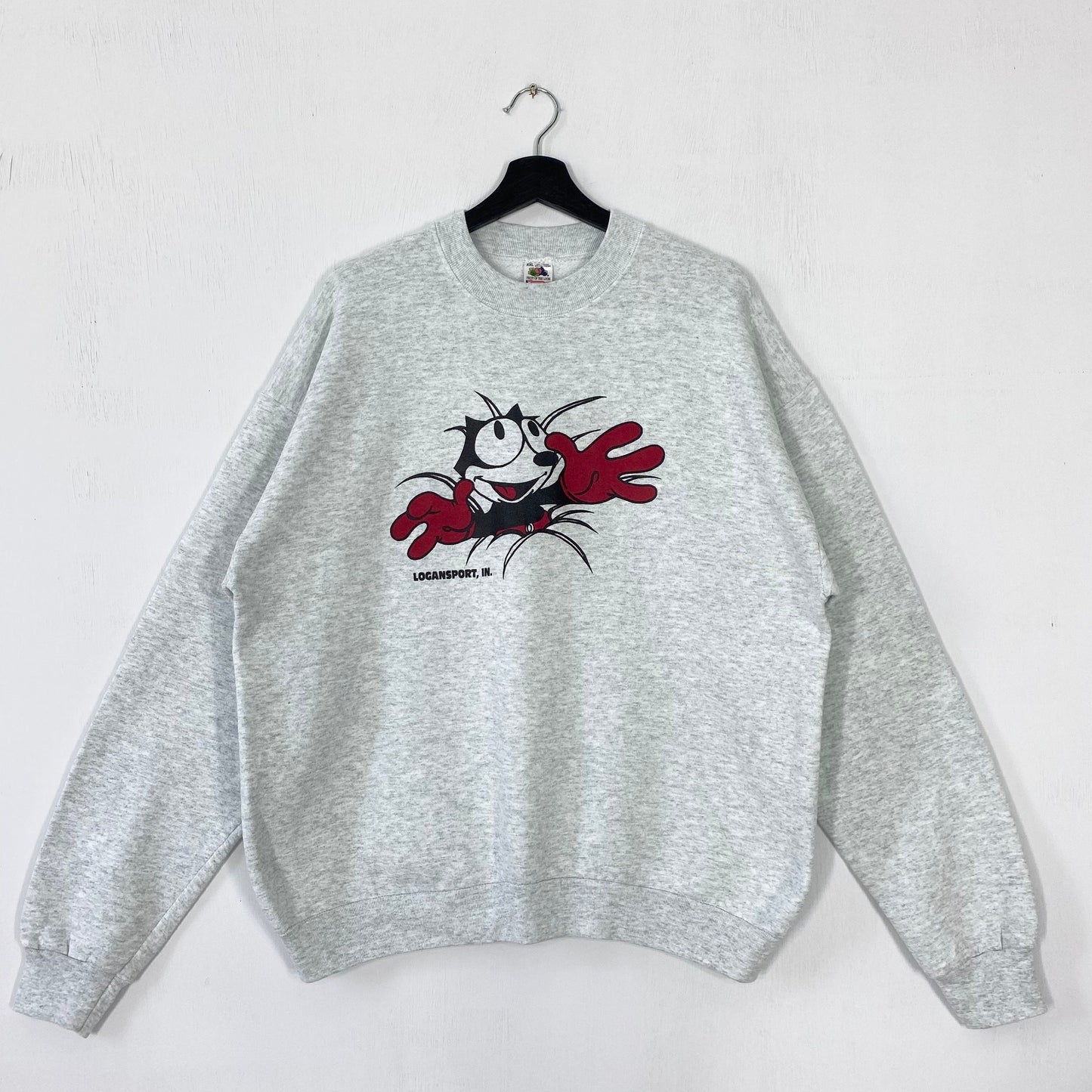 Vintage 90s Felix the Cat Sweatshirt Felix the Cat Crewneck Felix the Cat Sweater Pullover Black Cat Cartoon Print Logo Grey Large Sweatshirt – Aesthetic Look · High-Quality Print