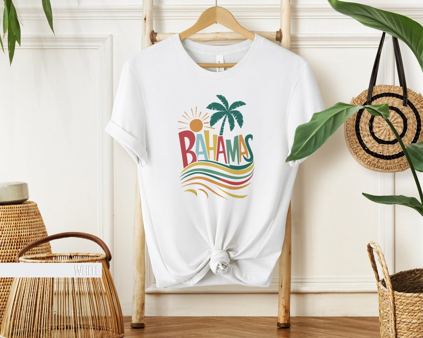 Bahamas Sun and Palm Tree Graphic T Shirt Vacation Summer Holiday Tee Tropical Beach T Shirt Island Getaway Shirt Gift Idea for Her Graphic Tee – Easygoing Wear · Perfect For Daily Wear