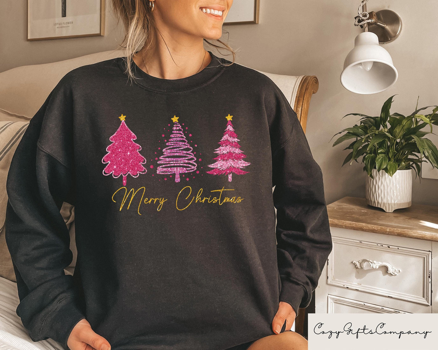 Christmas Trees Sweatshirt Pink Christmas Sweater Christmas Shirt Xmas Holiday Tshirt Family Christmas Shirts Womens Christmas Crewneck Sweatshirt – Cozy Vibes · Top Pick For Any Outfit