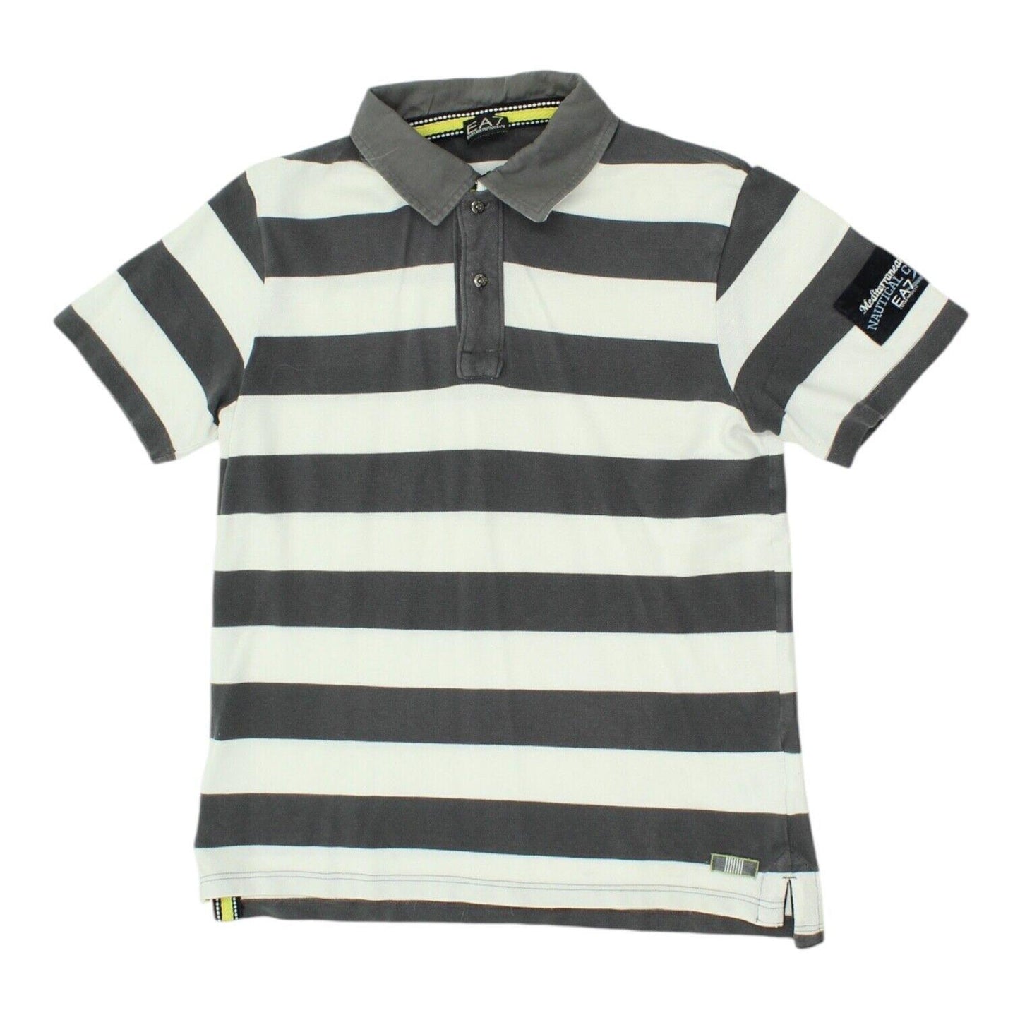 EA7 Emporio Armani Mens Grey Striped Polo Shirt Vintage High End Designer VTG Graphic Tee – Soft Feel · Must-Have Style