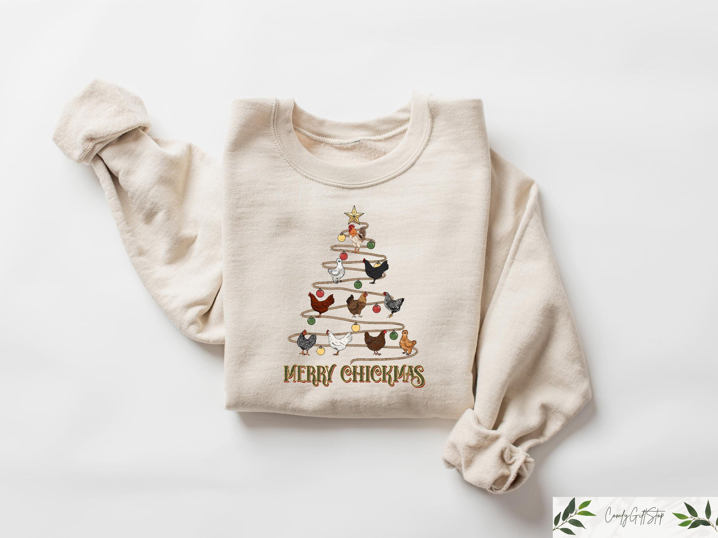 Christmas Chickens Sweatshirt Christmas Farm Animals Sweater Womens Christmas Chicken Tshirt Christmas Holiday Gift Farmer Girl Xmas Tee Sweatshirt – Feel-Good Design · Perfect For Daily Wear