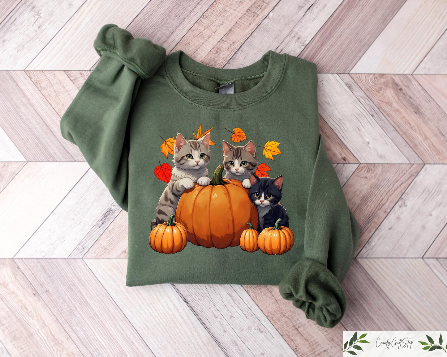 Cats Autumn Fall Sweatshirt Funny Thanksgiving Shirt Cat Lovers Tee Thanksgiving Gift Cat Fall Leaves Tree Crewneck Fall Lover Hoodie Hoodie – Premium Graphic · High-Quality Print