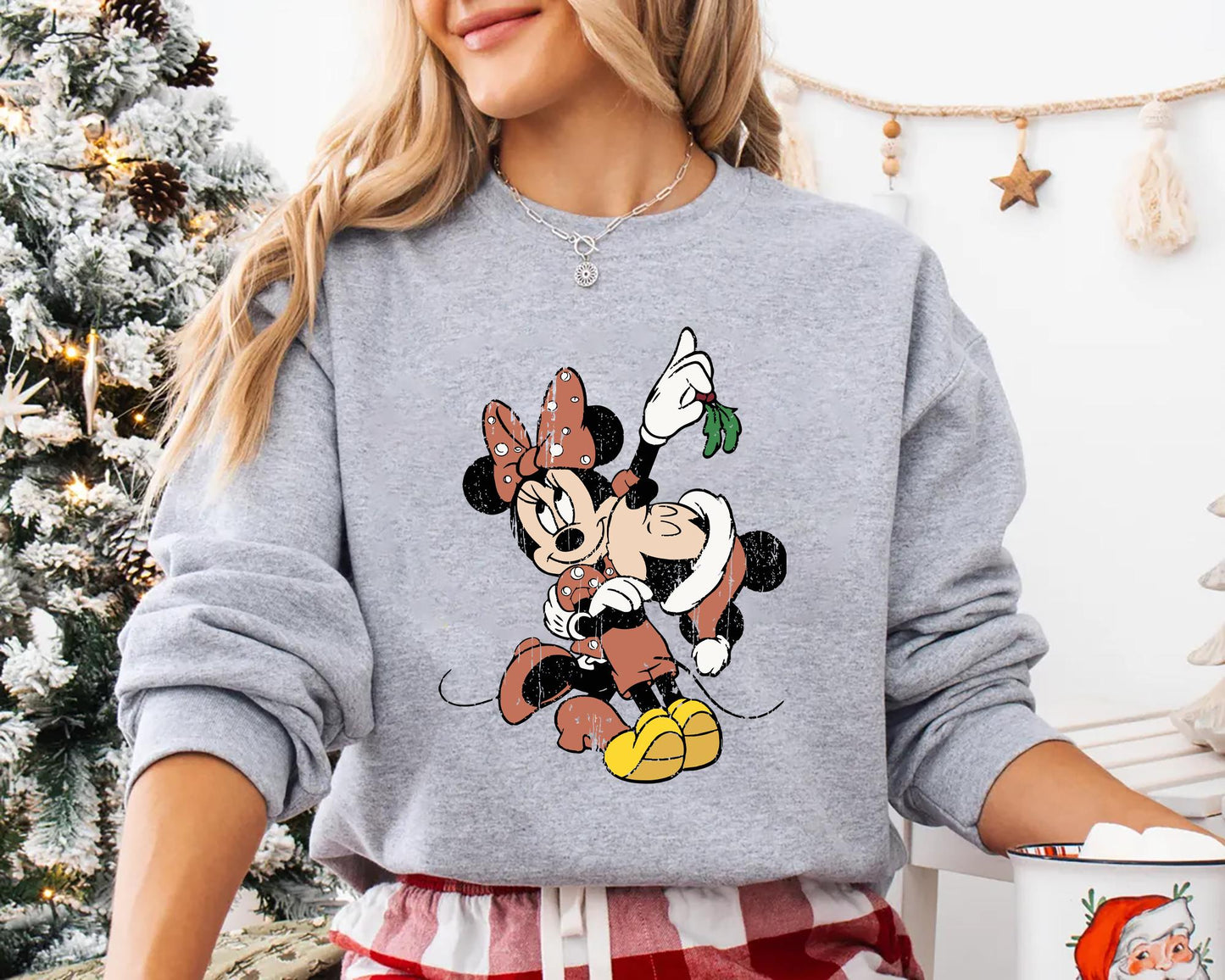 Retro Minnie Mickey Christmas T Shirt Holiday Minnie Mickey Tee Disney Christmas Shirt Mistletoe Minnie Holiday Gift for Disney Lovers Graphic Tee – Soft Feel · Perfect For Daily Wear