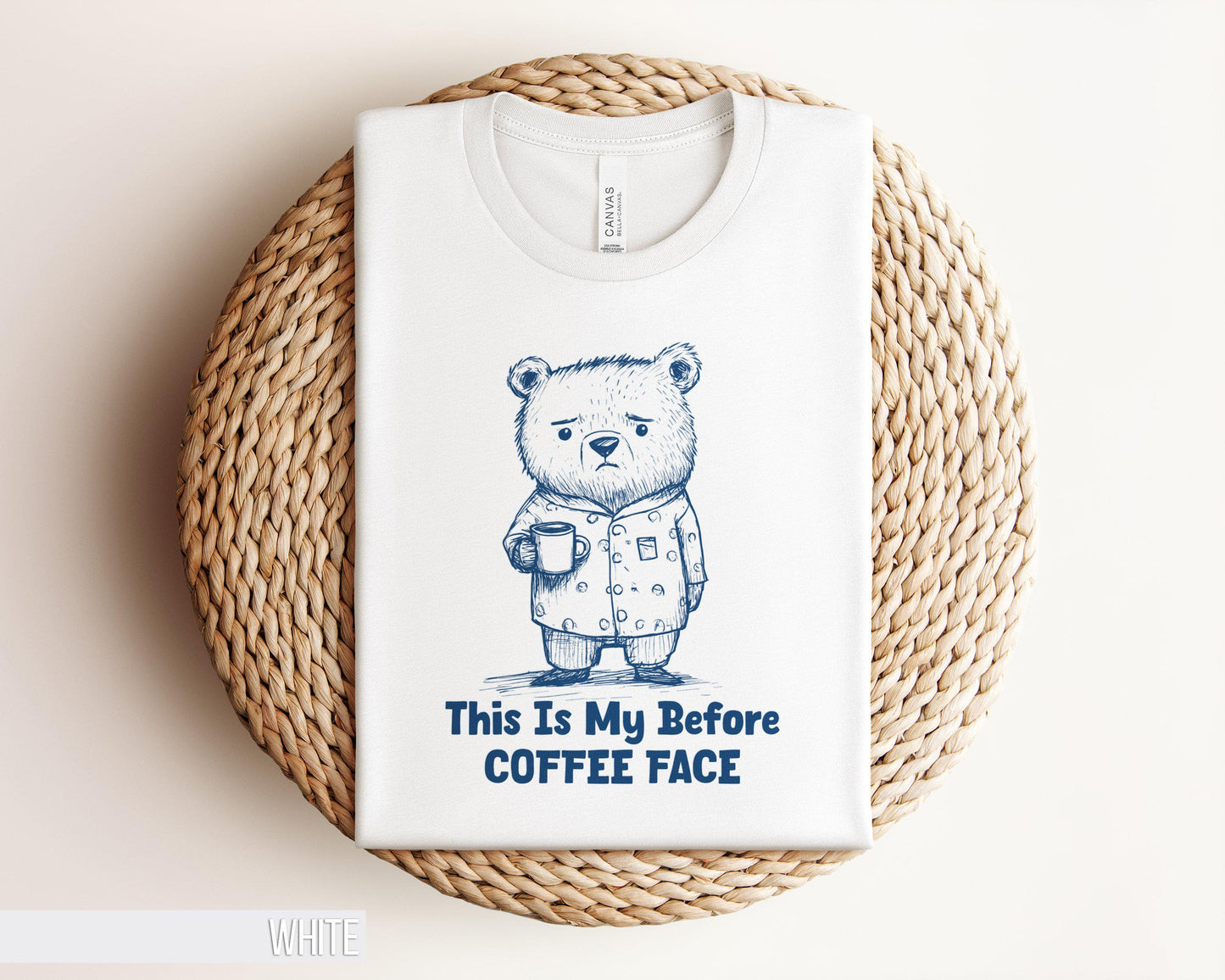 Funny Bear T shirt Cute Bear Pajamas Tee Humorous Morning Mood Graphic Shirt Adorabe Gift for Coffee Lovers Sad Bear T Shirt Graphic Tee – Easygoing Wear · Top Pick For Any Outfit