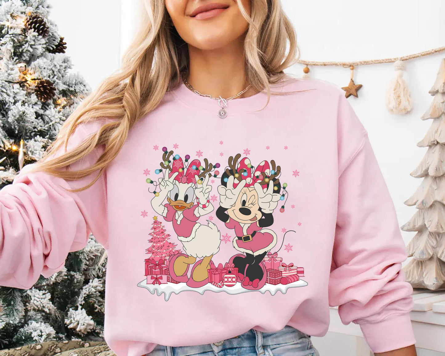 Disney Minnie and Daisy Pink Christmas Shirt Besties Disney Xmas Sweatshirt Disney Family Christmas Shirt Disney Pink Holiday Shirt Gift Sweatshirt – Feel-Good Design · Must-Have Style