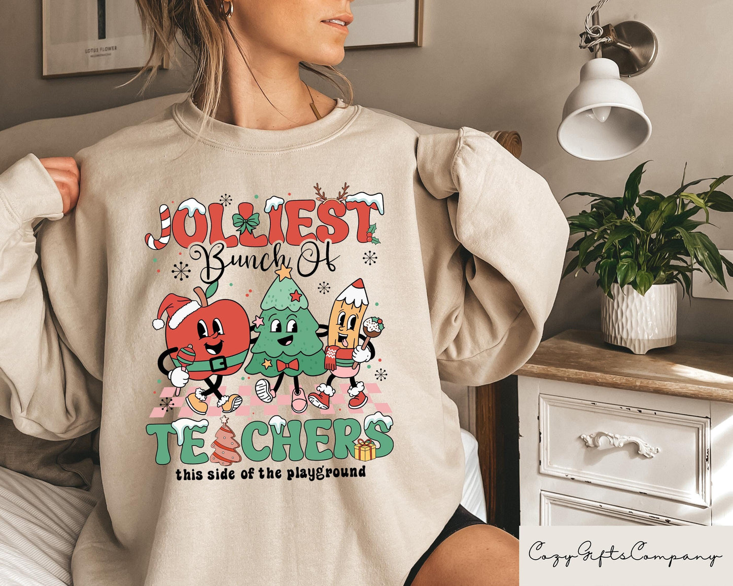 Teacher Christmas Shirt Jolliest Bunch of Teachers Christmas Teacher Sweatshirt Womens Christmas Shirt Christmas Gifts For Teacher Sweatshirt – Bold Style · Great Gift For Fans