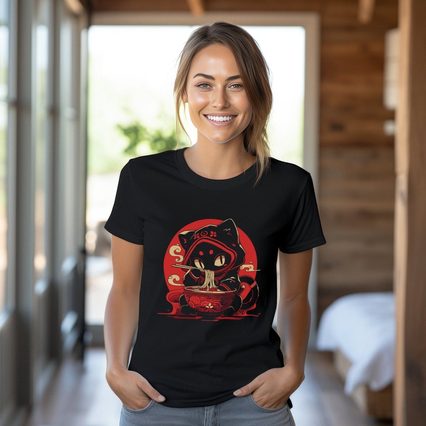 Cute Manga Cat T Shirt Whimsical Ramen Eating Anime Kitty Top Cat Mom Shirt Cat Gift Idea Animal Lovers Tee Foodies Outfit Graphic Tee – Fan Favorite · Trending Graphic Apparel
