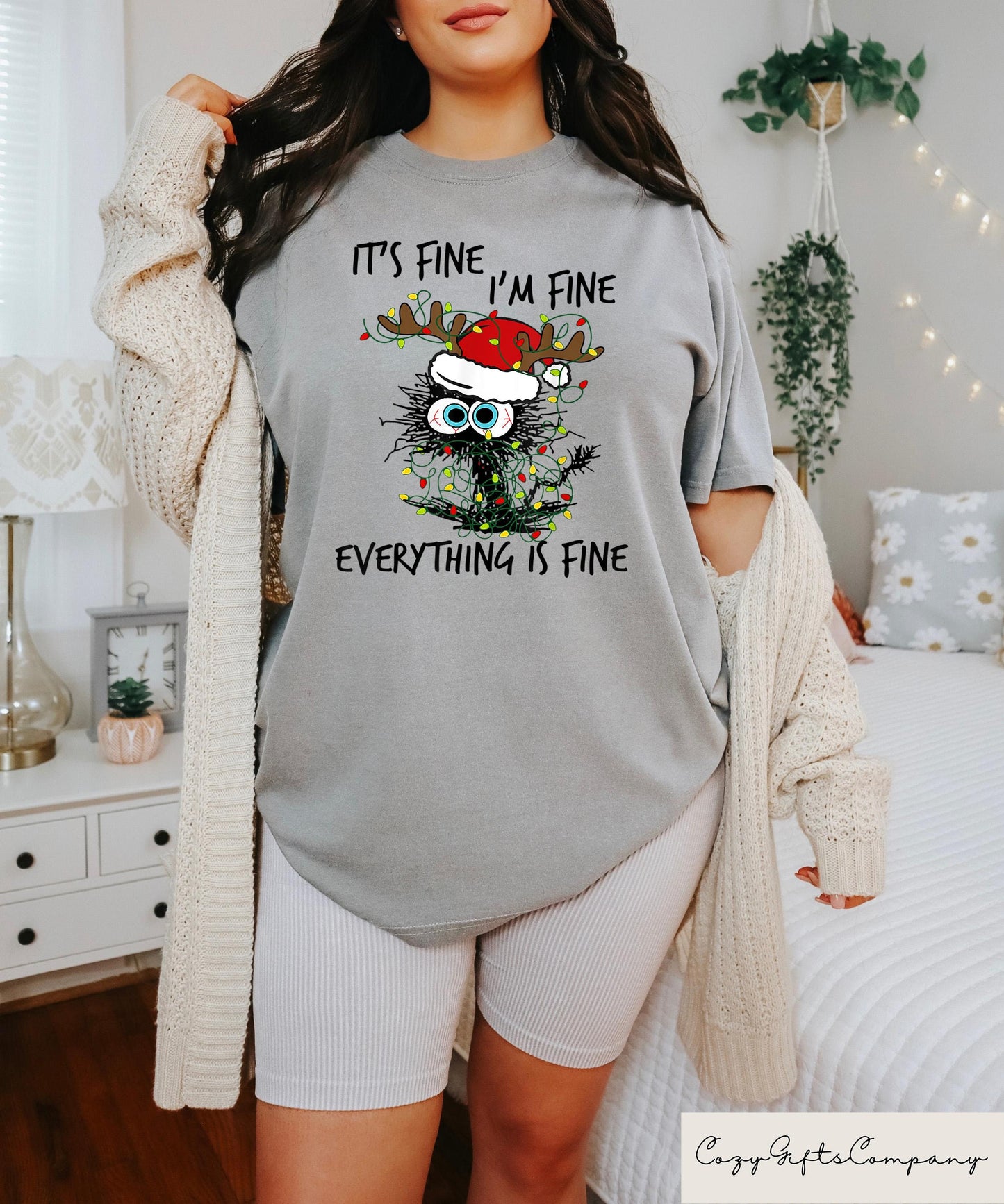 It Is Fine I am Fine Everything is Fine Christmas Cat Shirt Meowy Christmas Sweatshirt Christmas Gift For Cat Owner Xmas Kitten Sweater Sweatshirt – Fan Favorite · Must-Have Style