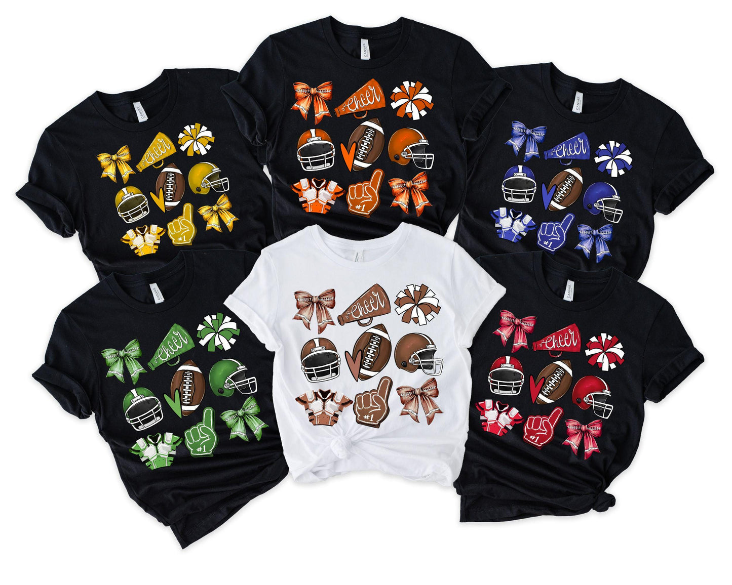 Custom Football Bow School Spirit Tee Football Mom Football Grandparent Cheer Mom Tee Cheerleader Gift Coquette bow MascotFootball Bow Graphic Tee – Everyday Comfort · Top Pick For Any Outfit