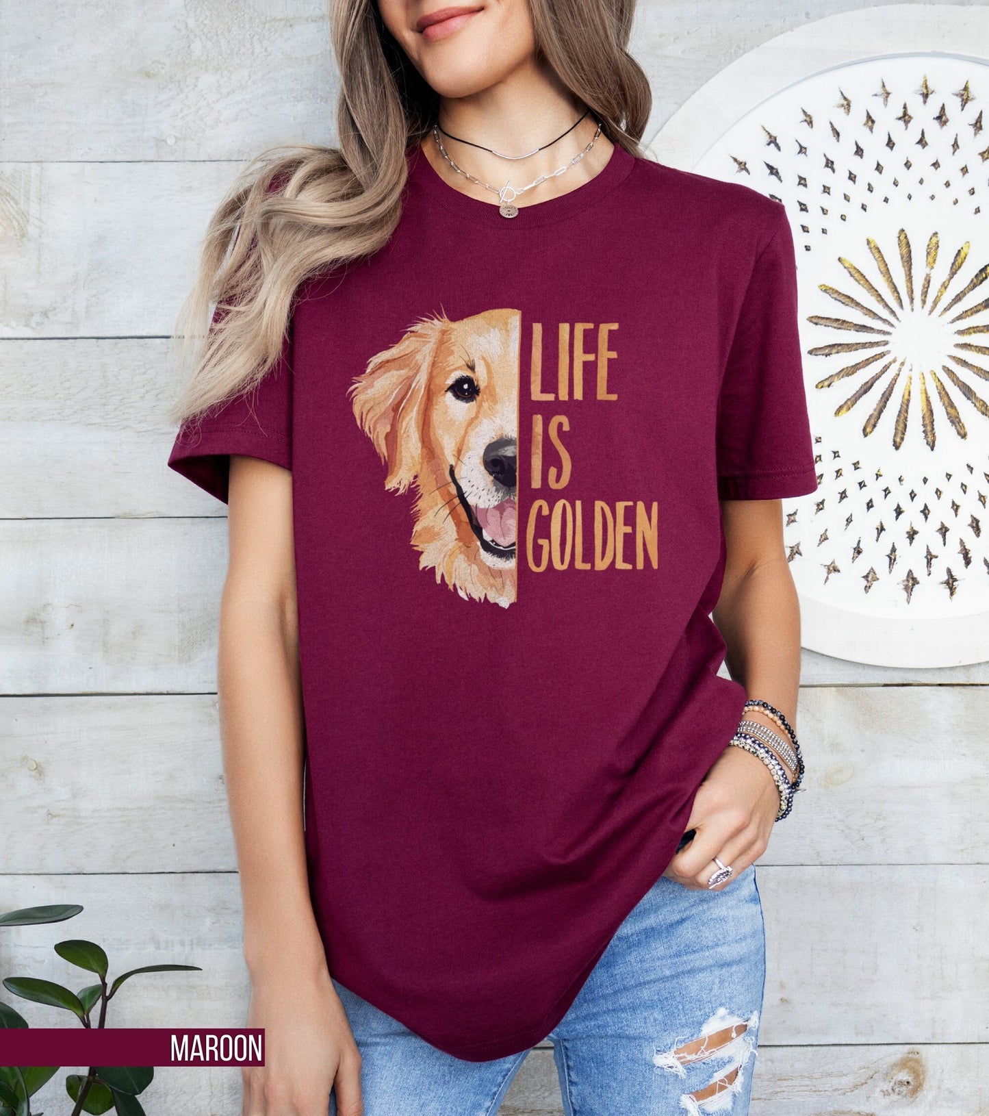 Cute Golden Retriever T Shirt Life Is Golden Quote Shirt Dog Lover Tee Pet Owner Gift Unisex Cotton Top Cozy Gift for Dog Mom Graphic Tee – Cozy Vibes · High-Quality Print