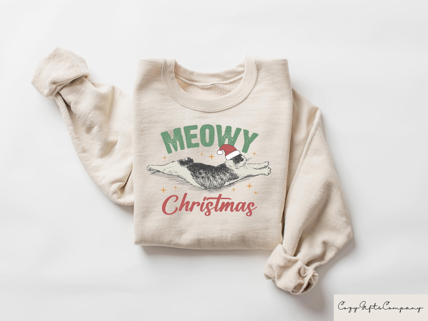 Meowy Christmas Sweatshirt Cat Christmas Sweater Xmas Cat Tshirt Cat Lover Xmas Gift Christmas Crewneck Womens Christmas Cat Mom Shirts Sweatshirt – Easygoing Wear · Top Pick For Any Outfit