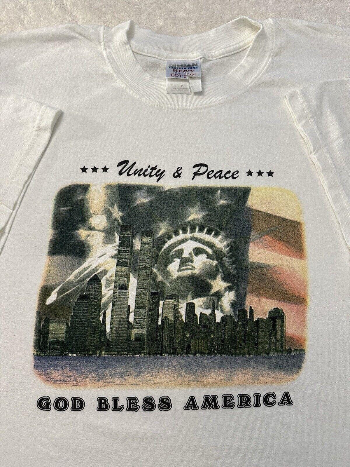 Vintage 2000s September 11th 2001 Statue Of Liberty Twin Towers T Shirt XL NEW Graphic Tee – Aesthetic Look · Perfect For Daily Wear