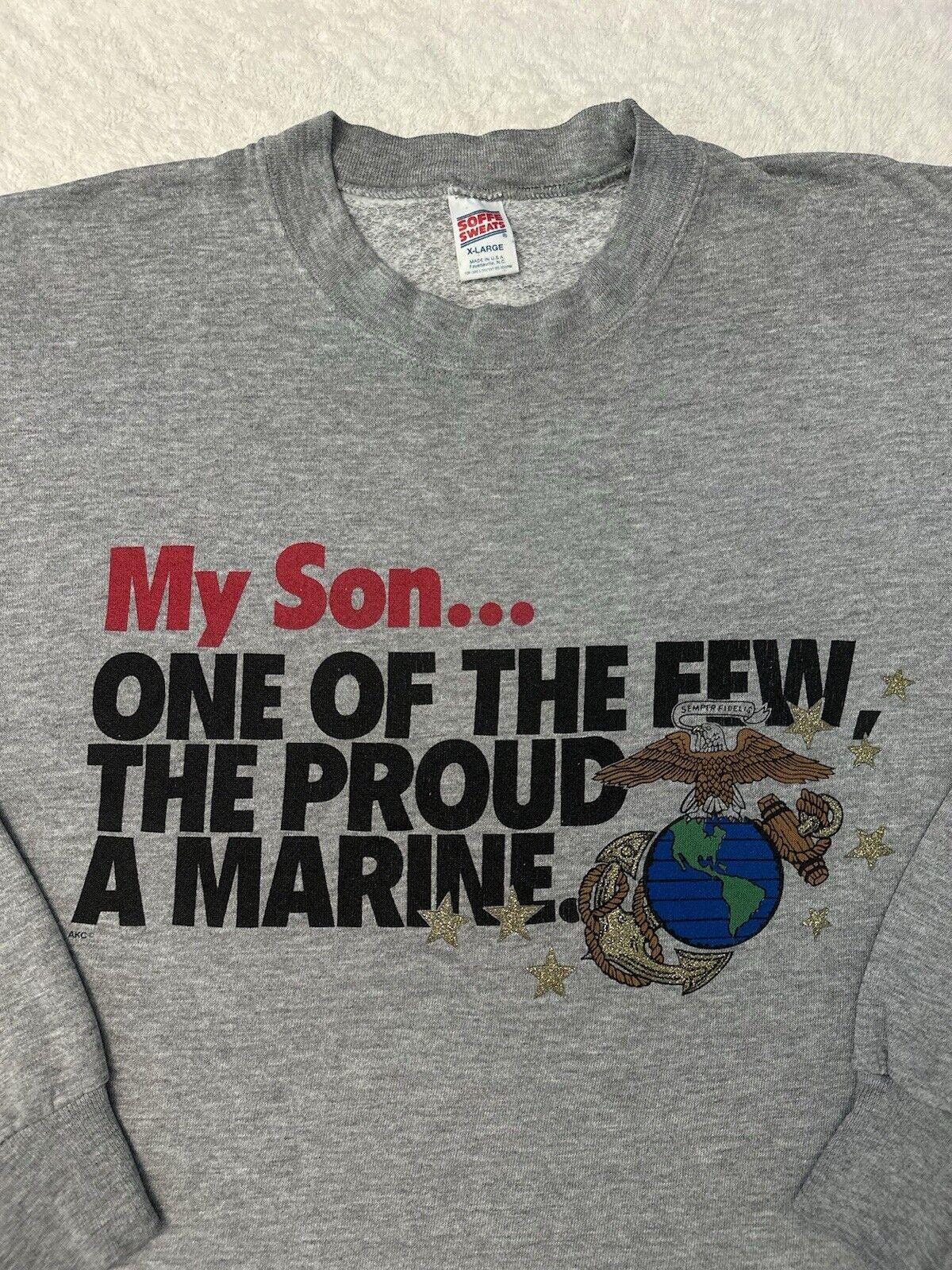Vintage 1980s 80s My Son The Few The Proud Marines Semper Fidelis Sweatshirt XL Sweatshirt – Soft Feel · Perfect For Daily Wear