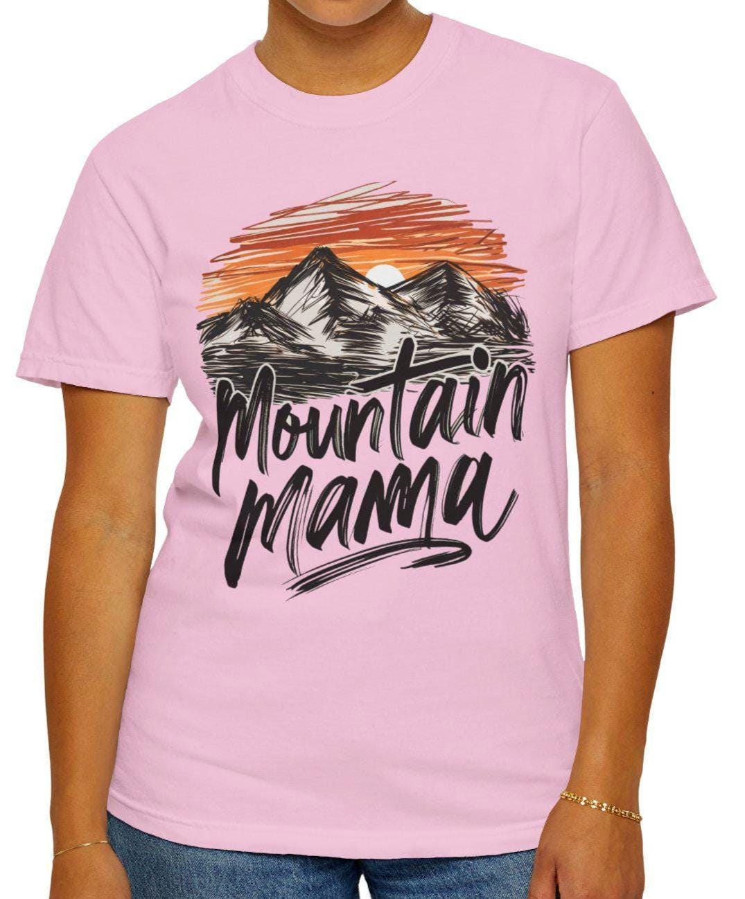 Ladies Mountain Mama Graphic Tee T shirt Women39s Nature Lover Top Gift for Hiker Outdoor Adventure Apparel Christmas Gift Graphic Tee – Aesthetic Look · Great Gift For Fans