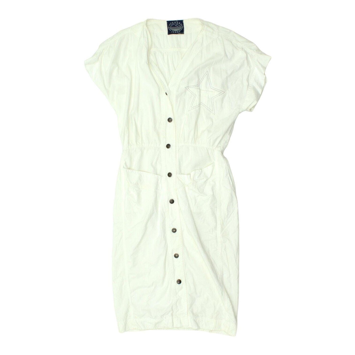 Iceberg Jeans Womens White Button Up Shirt Dress Vintage Luxury Designer VTG Graphic Tee – Bold Style · Great Gift For Fans