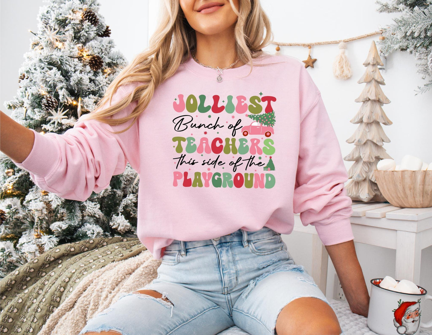 Jolliest Bunch Of Teachers Sweatshirt Teacher Christmas Shirt Teacher Gift Xmas Teacher Shirt Funny Christmas GiftMerry Xmas Trendy Sweatshirt – Warm & Stylish · Great Gift For Fans