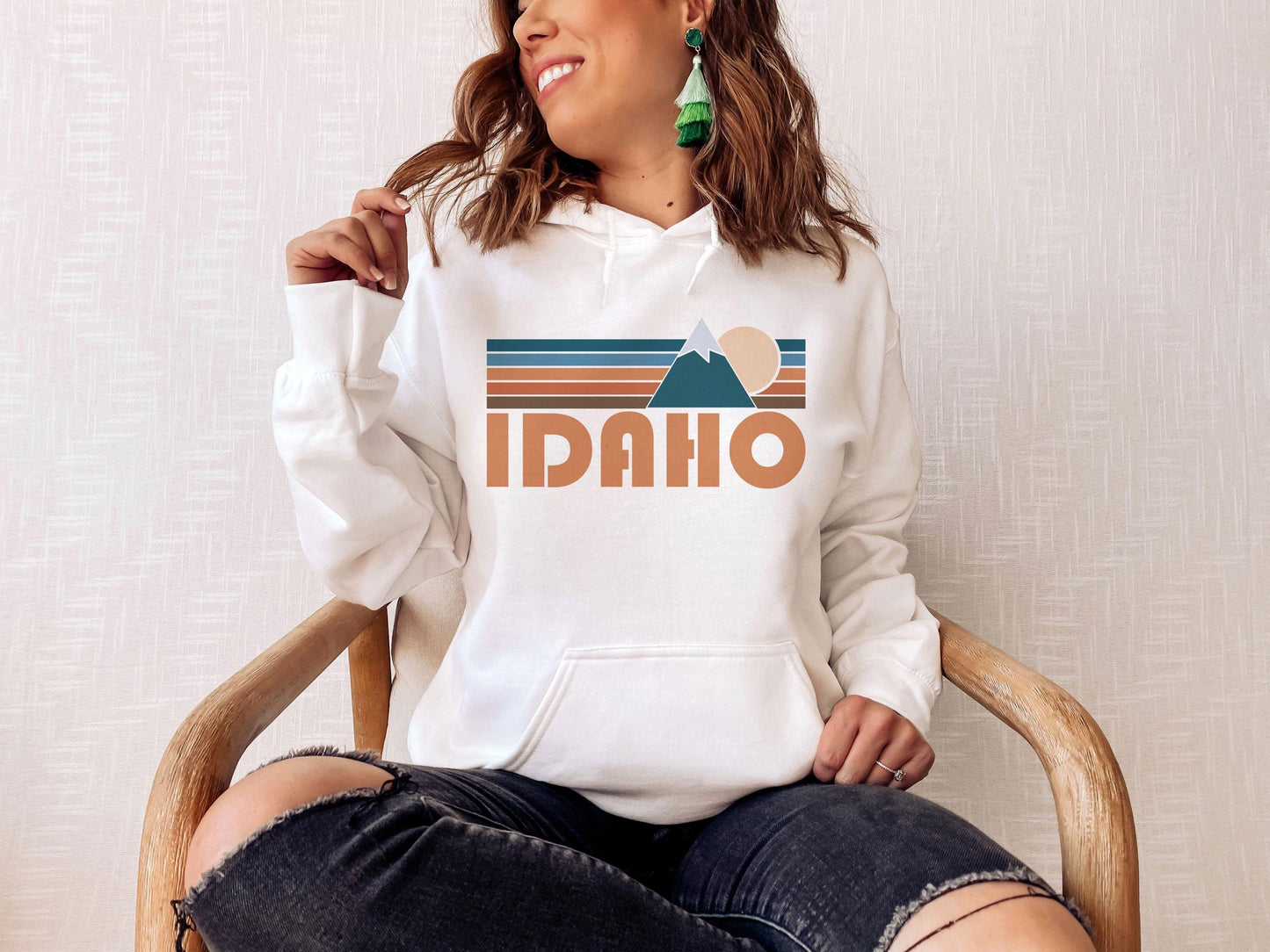 Idaho Hoodie Retro Mountain Unisex Idaho Hoodie Sweatshirt Personalization Available Hoodie – Cozy Vibes · Top Pick For Any Outfit