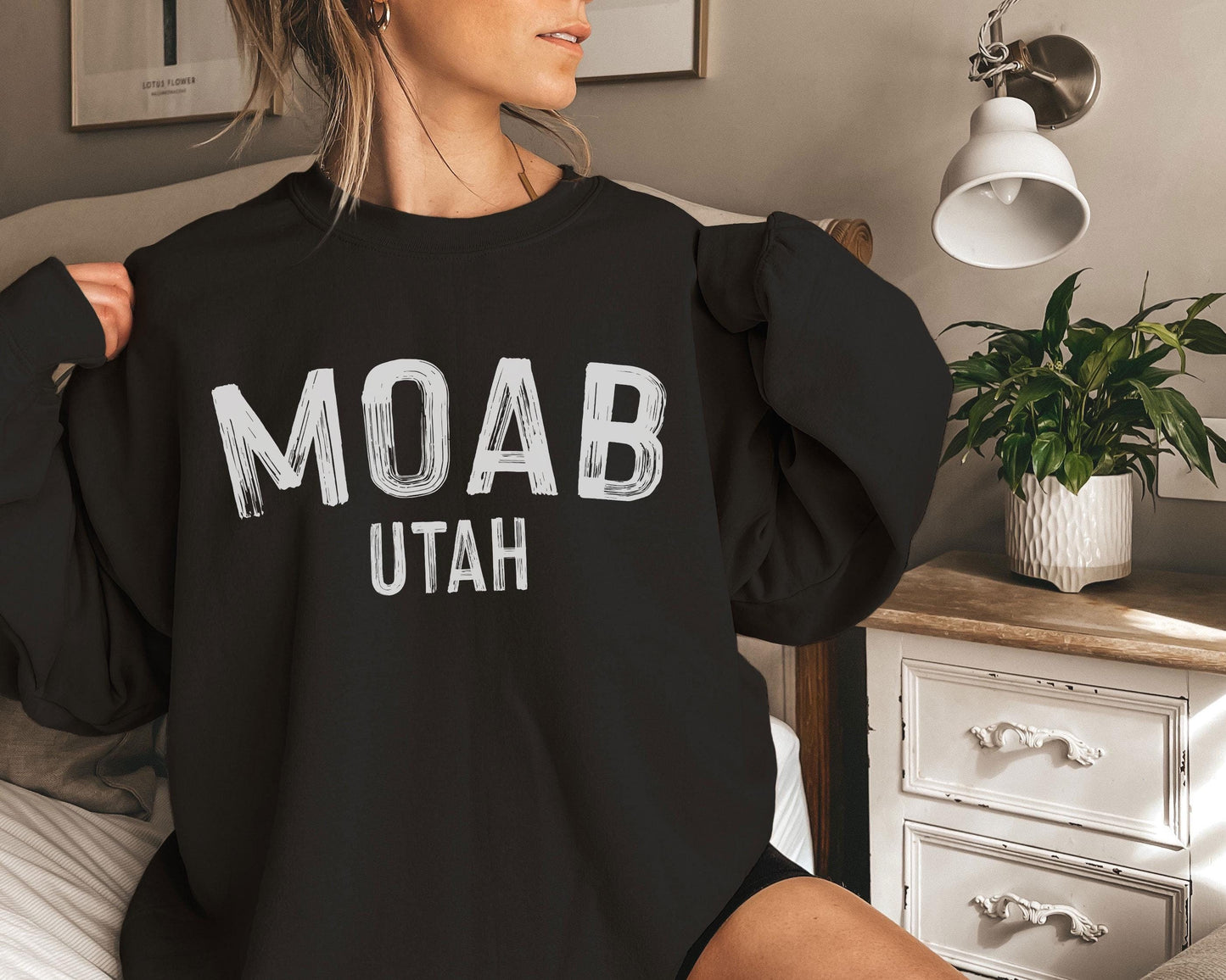 Moab Utah Sweatshirt Paint Text Moab Sweatshirt Personalization Available Sweatshirt – Easygoing Wear · High-Quality Print
