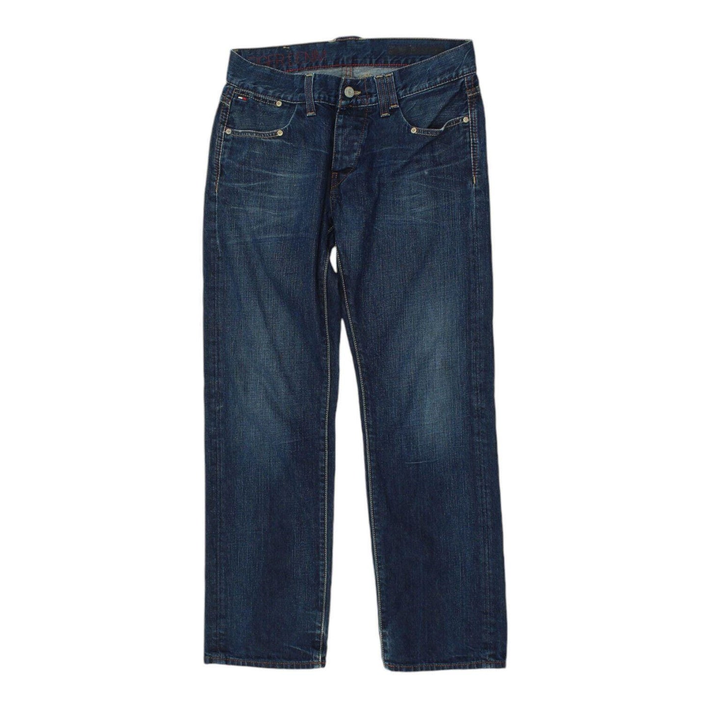 Tommy Hilfiger Mens Blue Straight Leg Jeans Vintage High End Designer Denim Graphic Tee – Fan Favorite · Great Gift For Fans