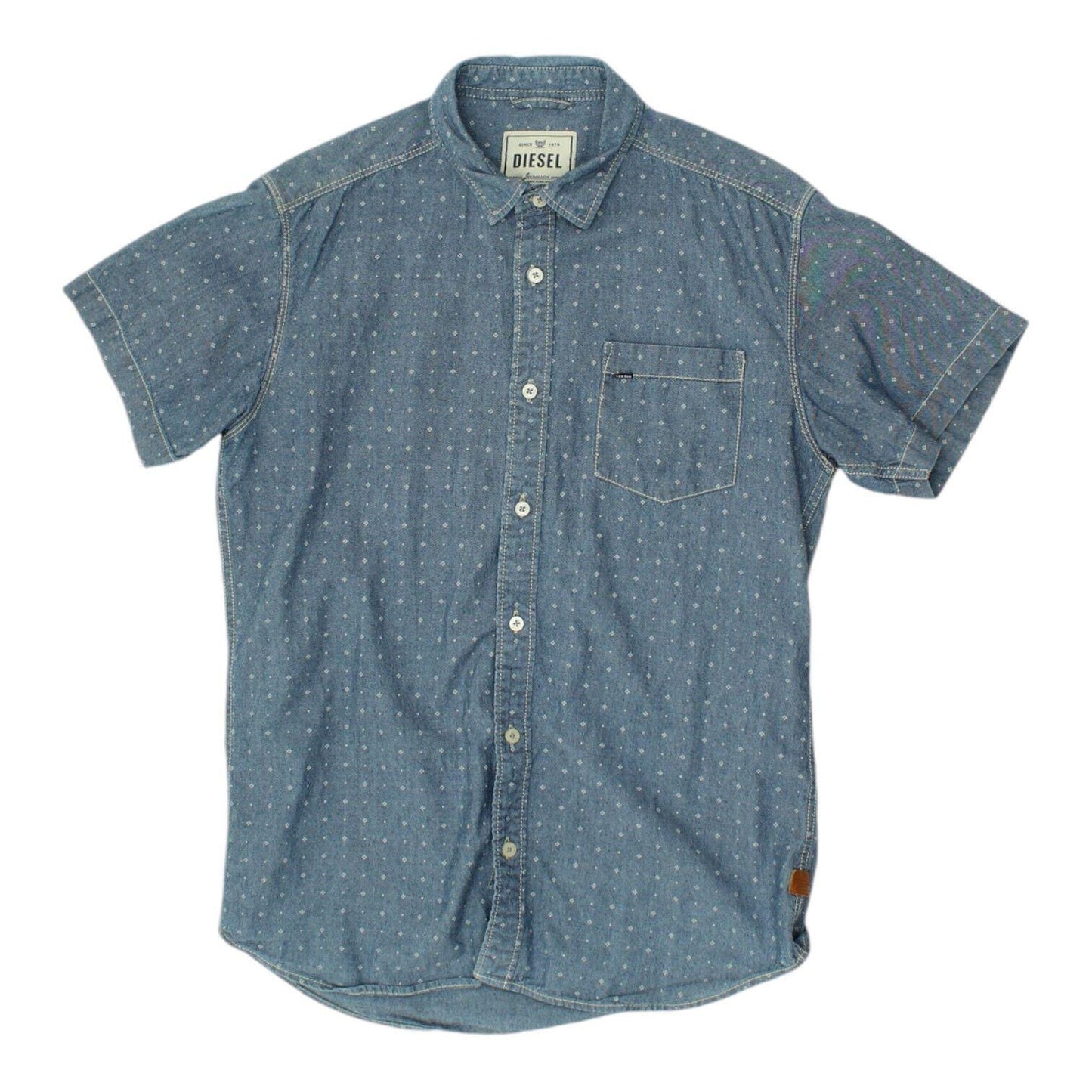 Diesel Mens Blue Short Sleeve Shirt Vintage High End Designer Casual VTG Graphic Tee – Easygoing Wear · High-Quality Print
