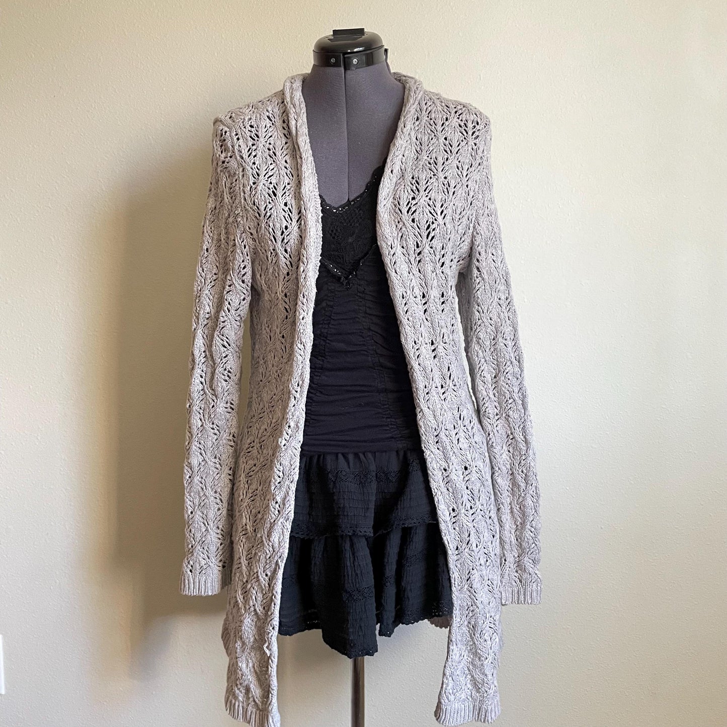 y2k long grey fairycore cardigan bohemian crochet duster sweater size m medium Graphic Tee – Easygoing Wear · Trending Graphic Apparel