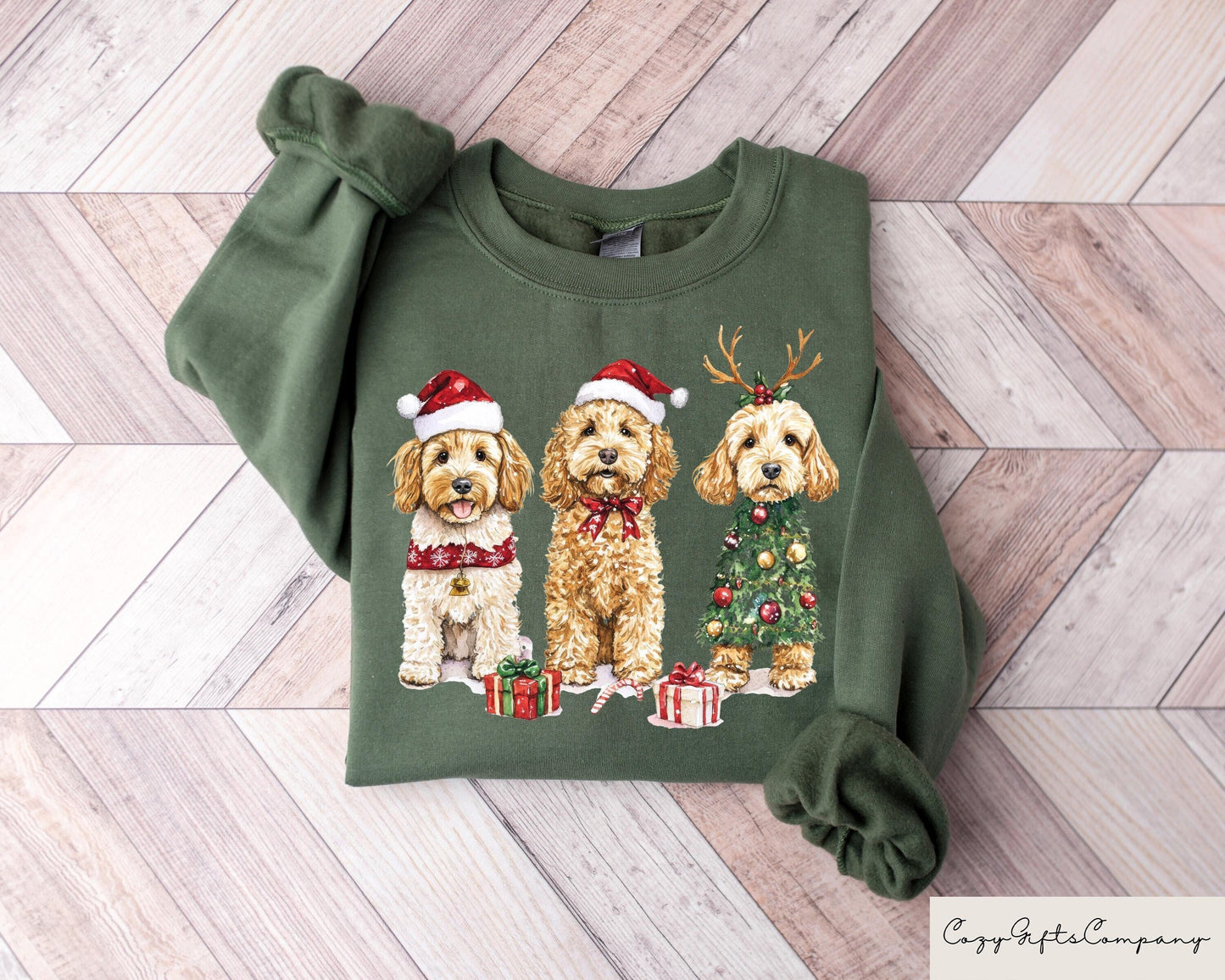 Comfort Christmas Dog Sweatshirt Christmas Goldendoodle Shirt Doodle Mom Crewneck Goldendoodle Mom Tee Christmas Dog Lover Gift Sweatshirt – Everyday Comfort · High-Quality Print