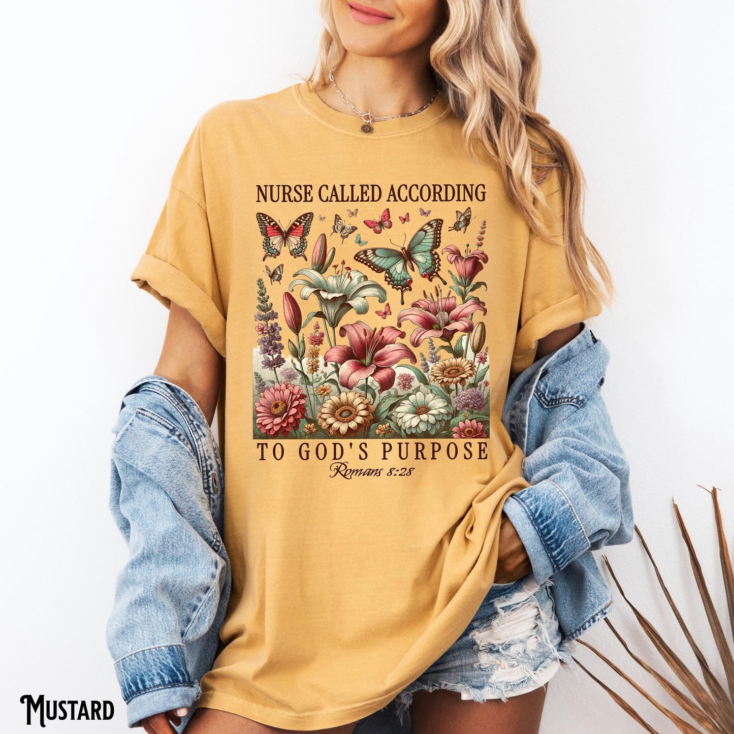 Christian Nurse Boho Floral Shirt Butterfly Flowers Botanical Graduation RN Bible Verse Scripture Gift for Nurse Graphic Tee – Warm & Stylish · Must-Have Style