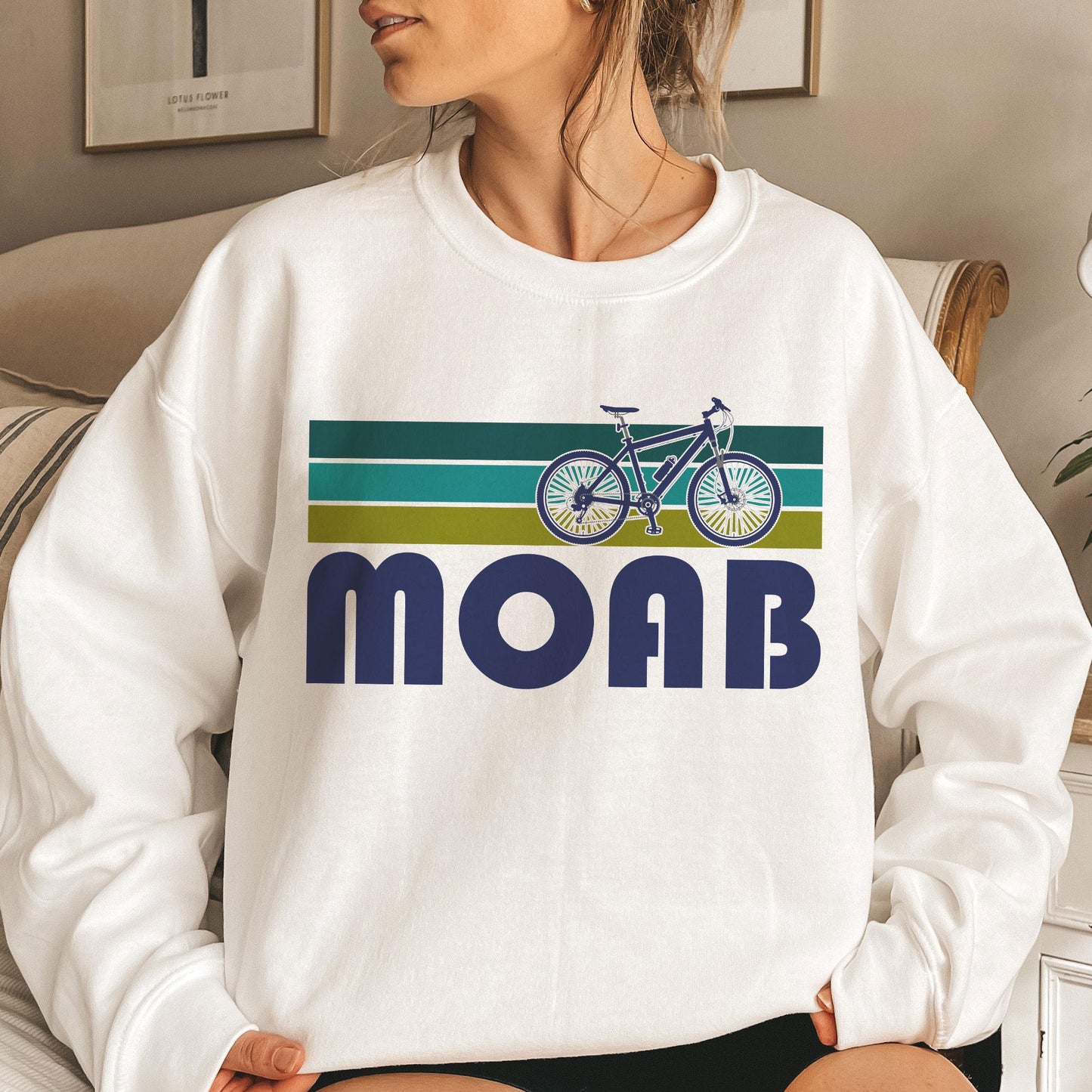 Moab Sweatshirt Retro Mountain Bike Unisex Crewneck Moab Utah Sweatshirt Personalization Available Sweatshirt – Soft Feel · Perfect For Daily Wear