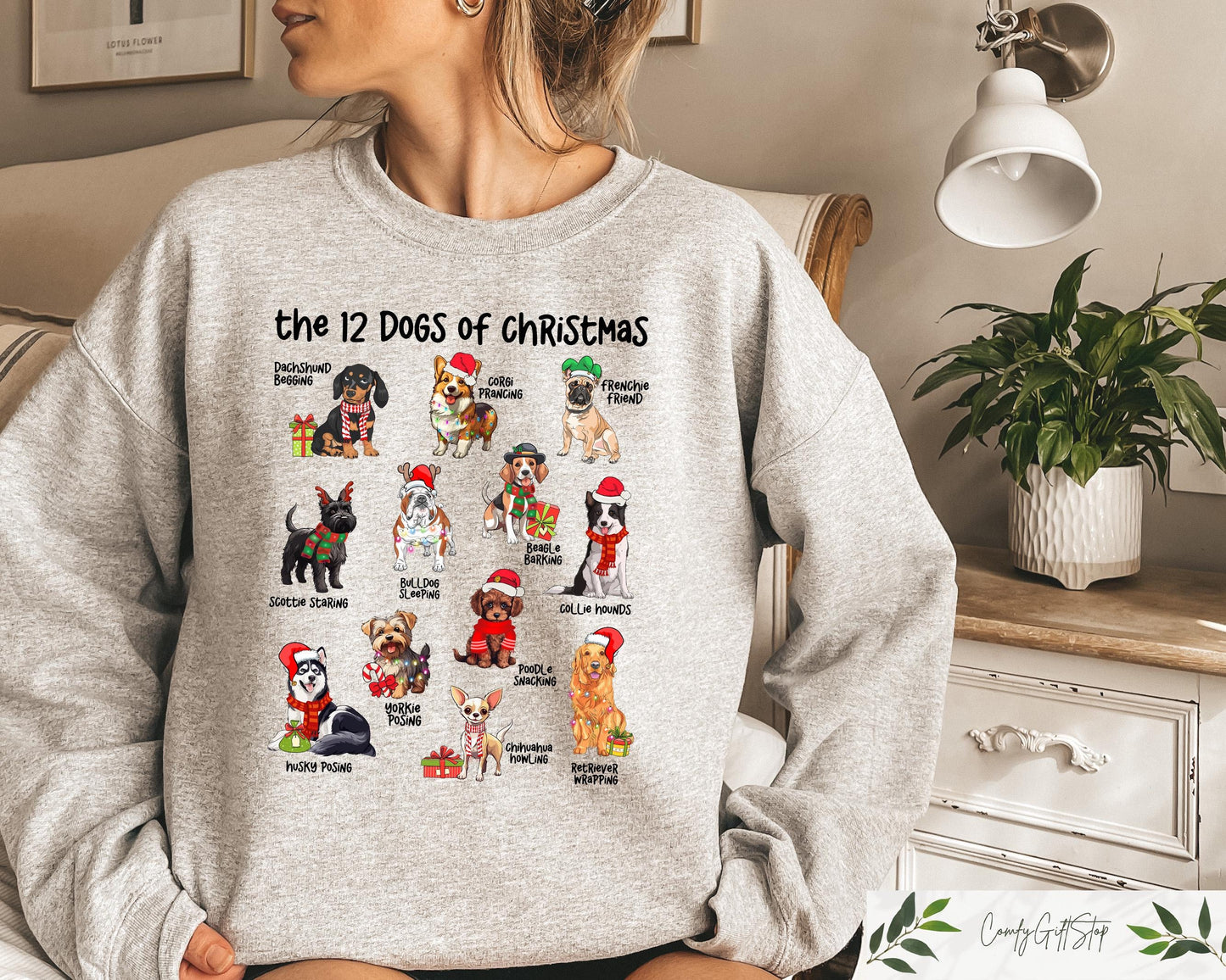 12 Dogs Of Christmas Sweatshirt Dog Mom Christmas Sweater Cute Dog Christmas Shirt Dog Lover Xmas Gift Dog Dad Christmas Sweater Sweatshirt – Easygoing Wear · Perfect For Daily Wear