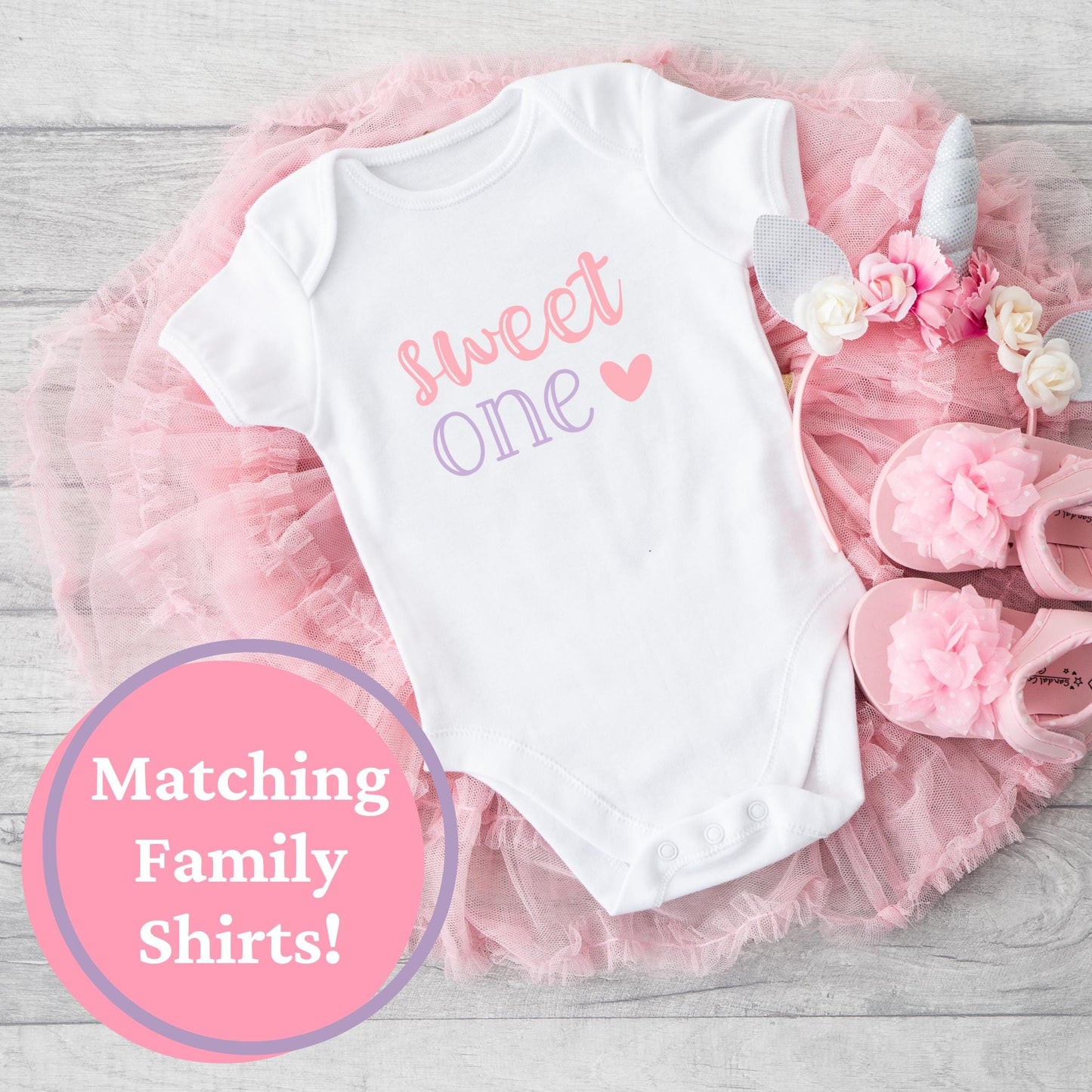 Sweet One Birthday Shirts Family Matching Shirt Sweet One Birthday Matching Shirt 1St Birthday Outfit Girl Birthday Shirt Birthday Bodysuit Graphic Tee – Feel-Good Design · Perfect For Daily Wear