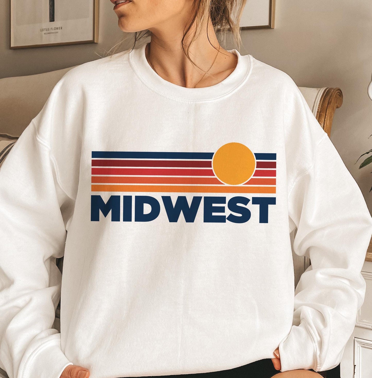 Midwest Sweatshirt Retro Sun Unisex Vintage Midwest Inspired Warm Pullover Jumper Personalization Available Sweatshirt – Fan Favorite · Top Pick For Any Outfit