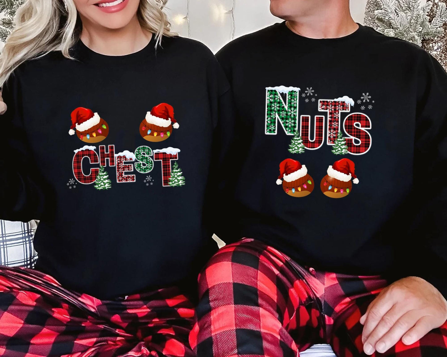 Couples Christmas Sweatshirts Funny Christmas Shirt Gift for Couple Chest Nuts Shirt Boyfriend Christmas Gift Husband Ugly Christmas Shirt Sweatshirt – Feel-Good Design · Top Pick For Any Outfit